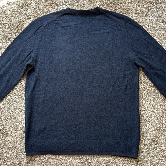 COS Men’s Navy Blue Wool Yak Cotton Blend Crewneck Sweater - Picture 2 of 7